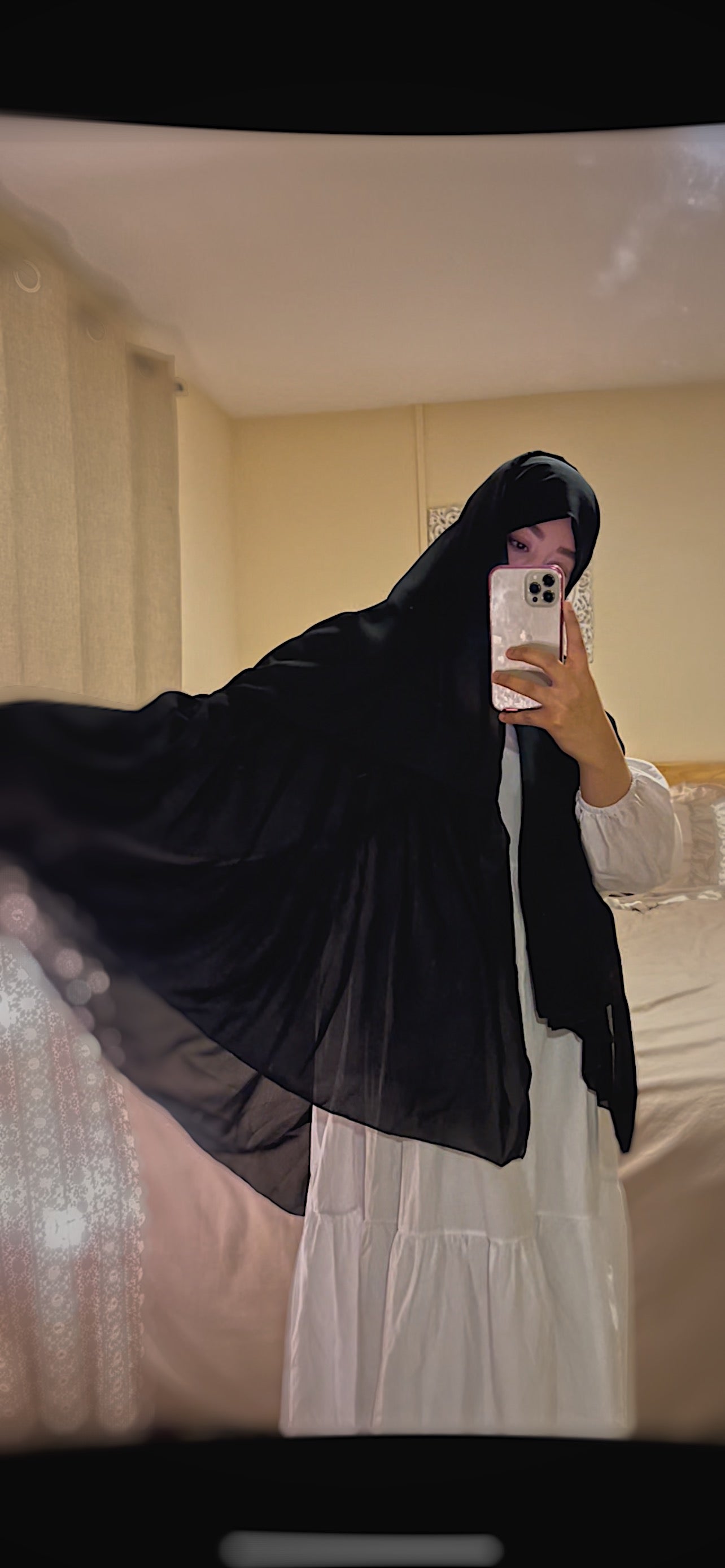 Maxi Black Flouncy Hijab