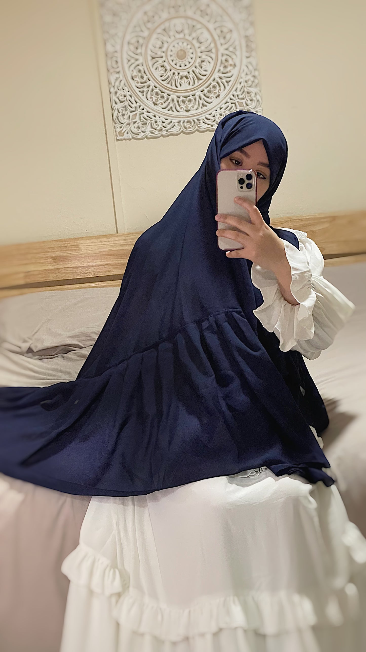Maxi Navy Blue Flouncy Hijab